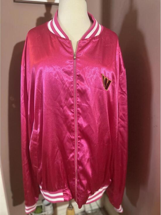 NFL Apparel Jackets & Blazers - NFL Apparel Washington Commanders Satin Jacket Womens 5X Full Zip Pink Sparkly